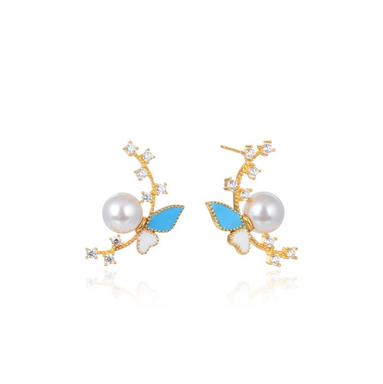 925 Sterling Silver Pearl Butterfly Earrings